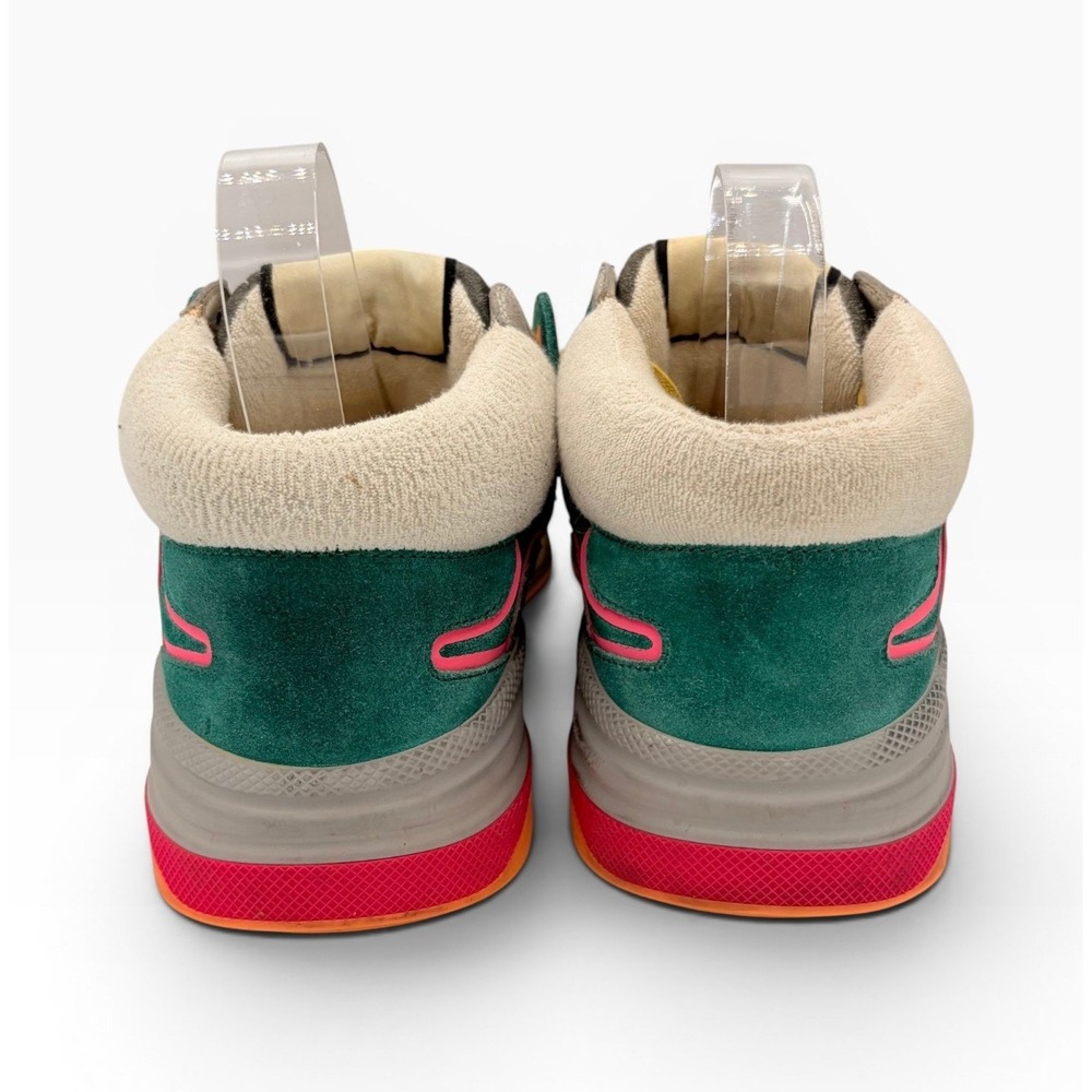Gucci Ultrapace Mid Top Sneakers 40 Retro Neon Multi Color Suede Luxury Shoe - Picture 7 of 10